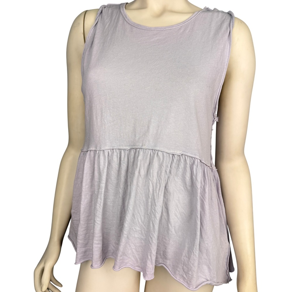 Free People‎ We The Free Babydoll Tank Top XS Pastel Lavender Boho Flowy Peplum